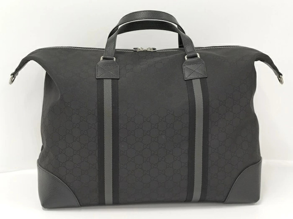 Gucci monogram duffle GG bag leather black